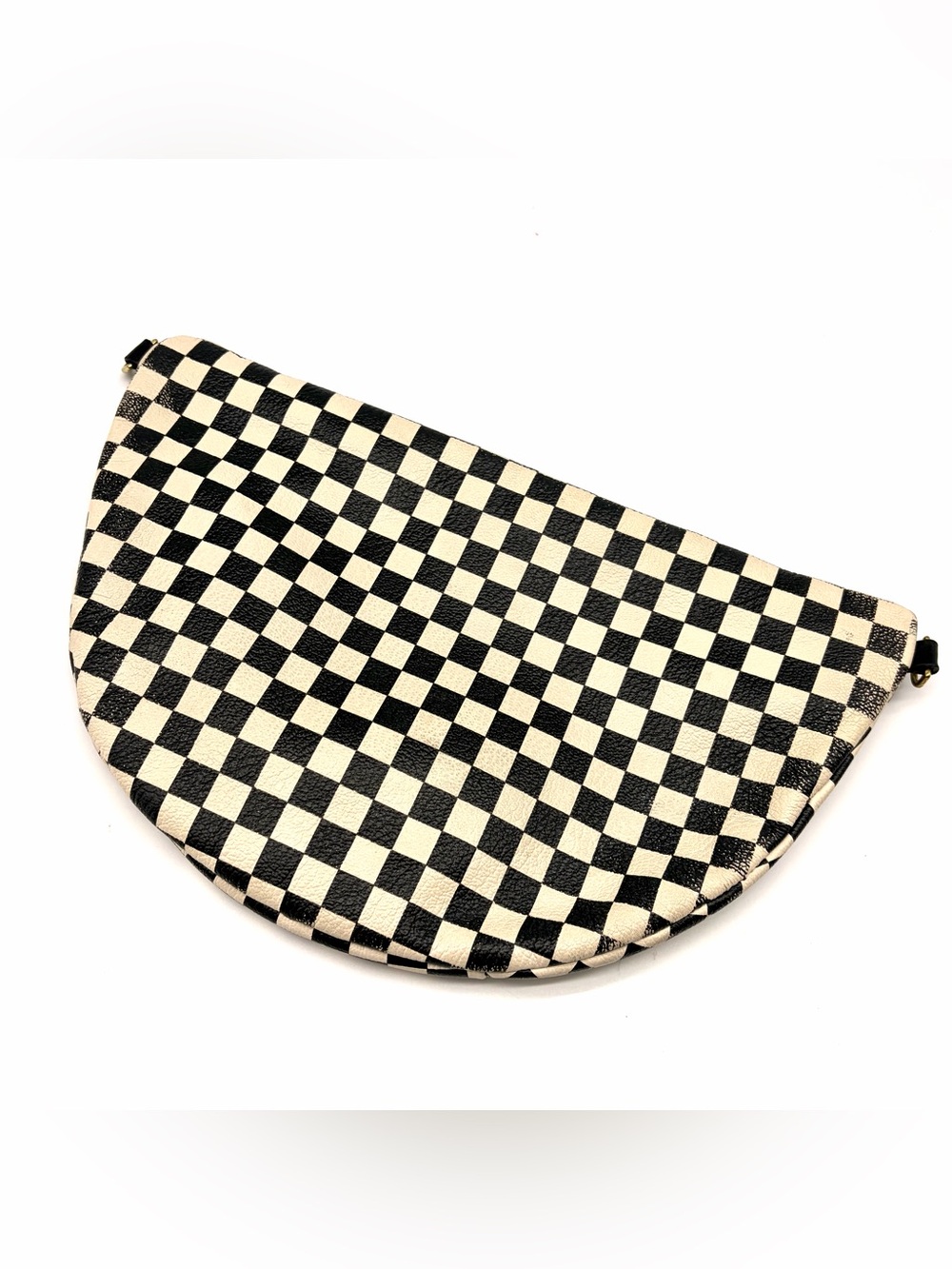 Clare V Black & Cream Leather Checkered Crossbody Belt Waist Bag Medium - Picture 3 of 5